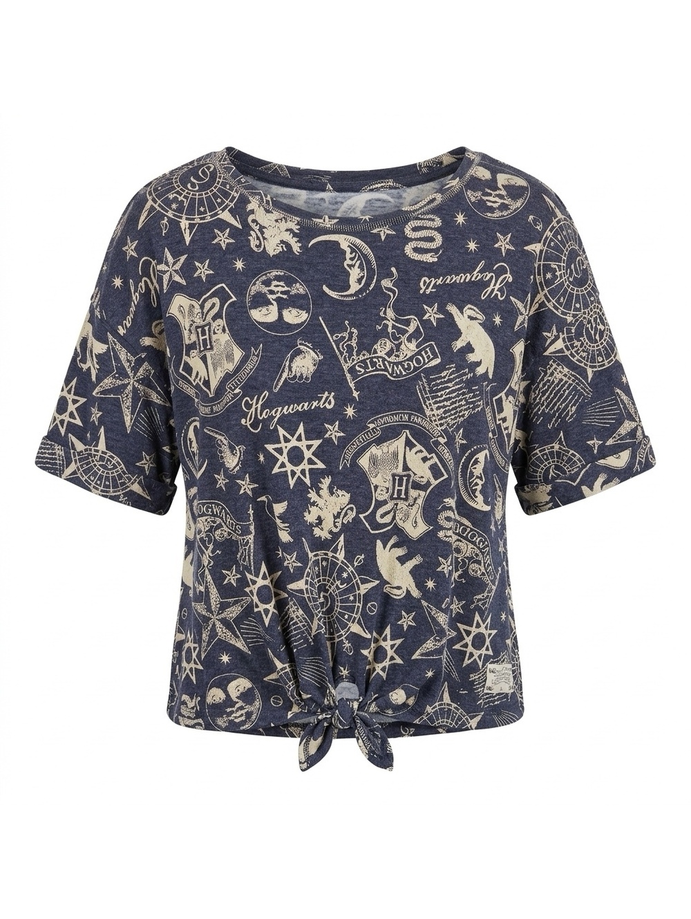 H&M Harry Potter Hogwarts Themed Tie-Front Short Sleeve Top